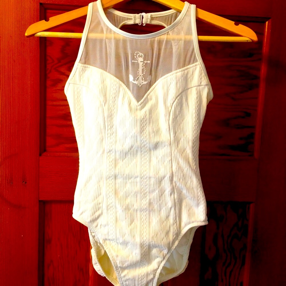 Vintage sexy white one piece bathing suit